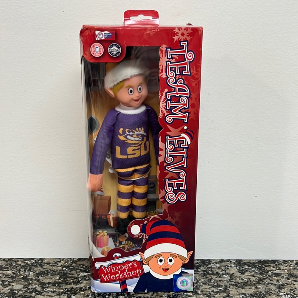 Team Elves Officially Licensed Product, LSU Elf, New in Box Winners Workshop